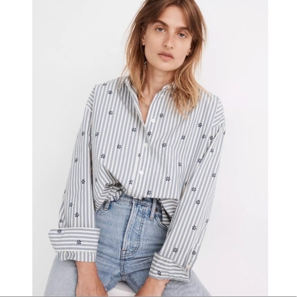 Madewell Floral Painter Shirt in Stell Stripe